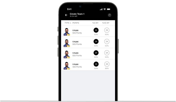 Select Captain Mobile Screen